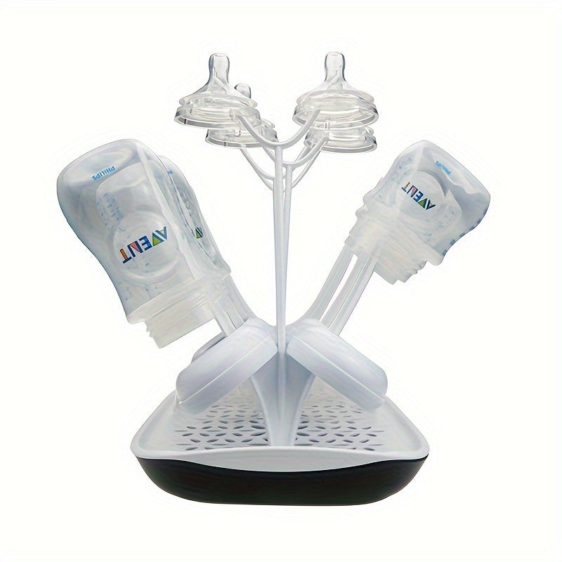 Compact Bottle Drying Rack for 8 Bottles with Removable Drip Tray and Dishwasher Safe