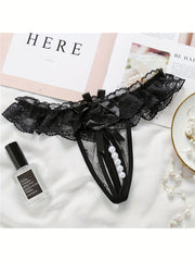 Women's Low Waist Beaded Lace Panties Sexy Underwear