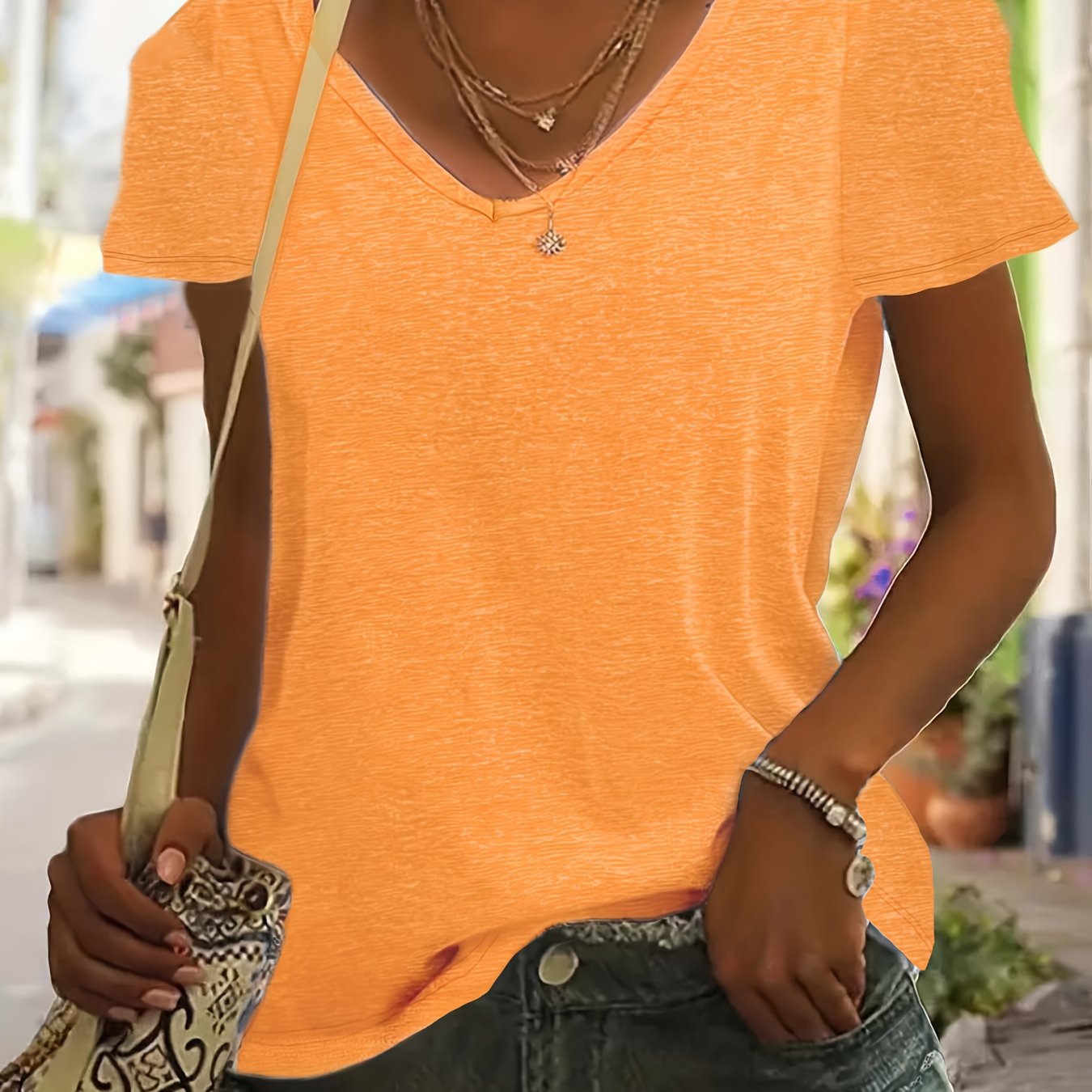 Plus Size Women's V Neck T-Shirt Casual Short Sleeve Spring Summer