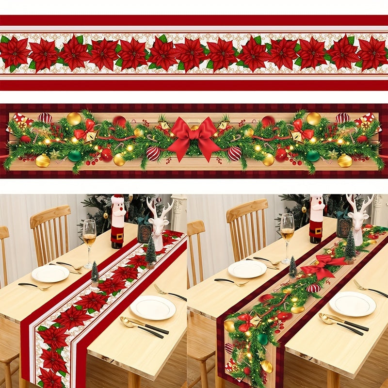 Polyester Table Runner with Snowman Design for Christmas Holiday Decor 180x35cm