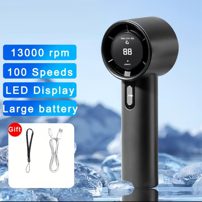 Portable Handheld Fan 13000rpm Ultra-High Speed Rechargeable Power Bank Compact Lightweight
