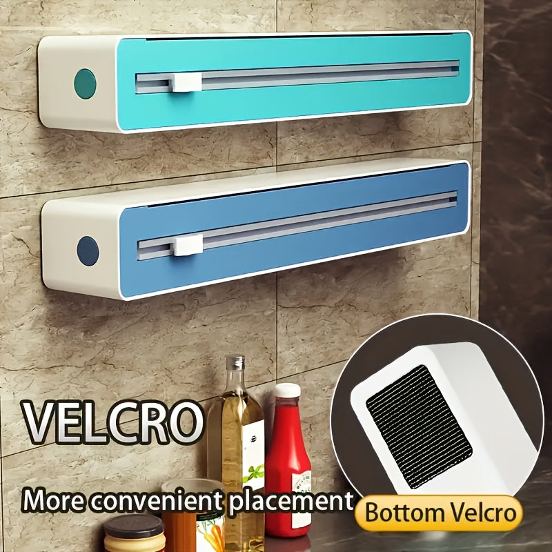 Plastic Wrap Dispenser with Reusable Fresh Wrap Machine for Kitchen Drawer Storage