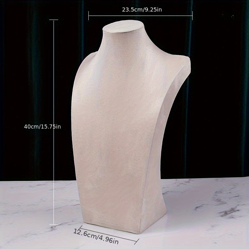 Zargarlik buyumlarini namoyish qilish uchun taqinchoqlar va zanjirlar uchun stand, guruch rangli velvettan tayyorlangan, H-shaklidagi portret modeli