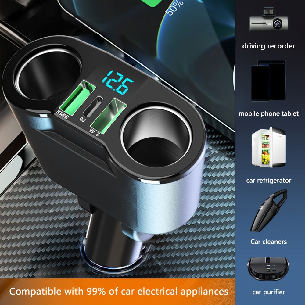 5-in-1 Car Charger Adapter Fast Charging PD USB Universal Power Mode for Car Electrical Appliances