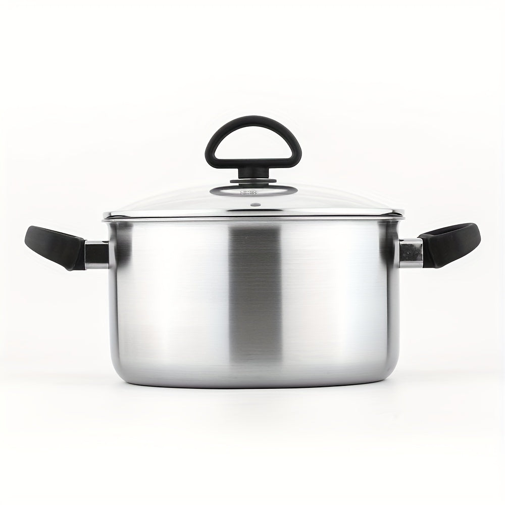 Stainless Steel Dutch Oven 5.5 Qt with Glass Lid for Casseroles and Soups