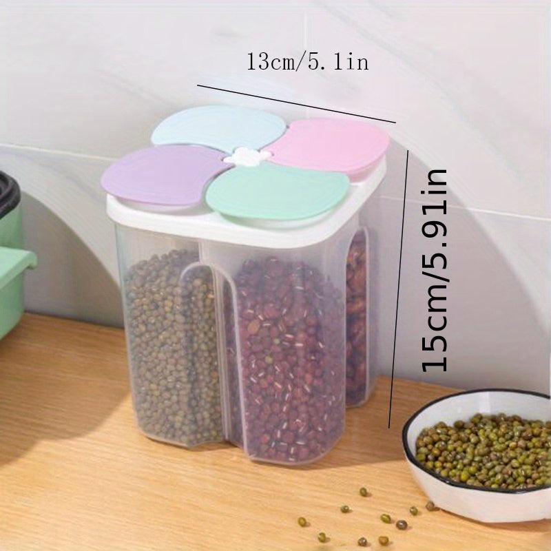 Moisture-Proof Cereal Jar with Divided Compartments for Kitchen Storage