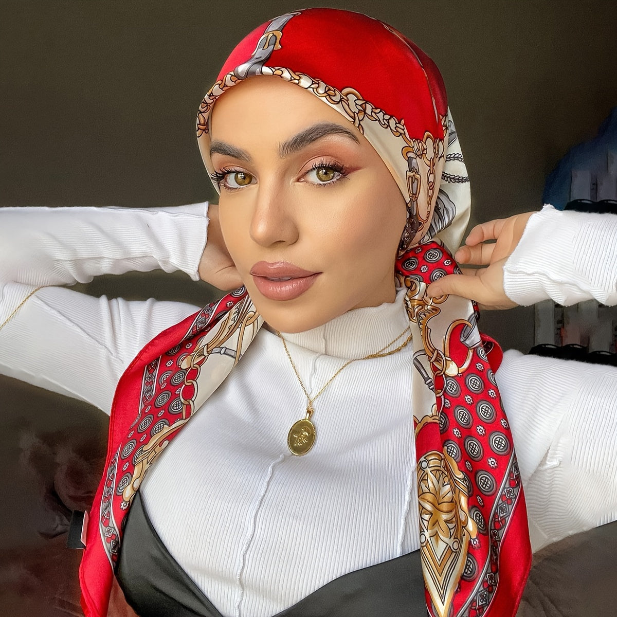 Pañuelo de satén de seda cuadrado para mujer, protección solar, turbante para la cabeza, 89.99cm