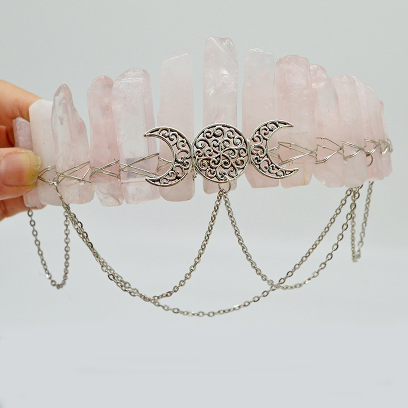 Crystal Quartz Crown Headband for Boho Weddings Festivals and Photoshoots