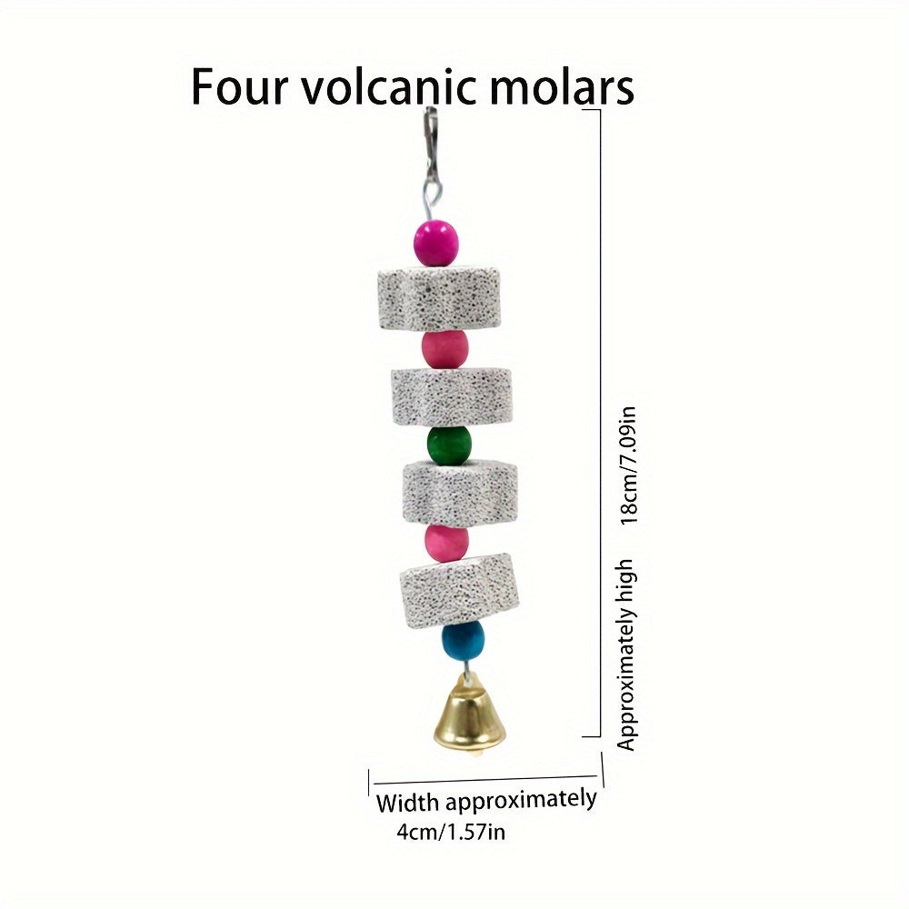 To‘g‘riqni maydalash toshi, qush qafasida gullar shaklida qo‘ng‘iroq bezakli mineral o‘yinchoq.