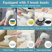 Rechargeable Electric Cleaning Brush Set with 5 Heads Handheld Scrubber for Home Kitchen Bathroom