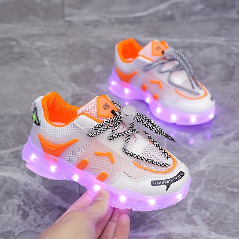 Kids' Light-Up Sneakers Boys Girls Rechargeable Colorful Breathable Mesh Spring Summer
