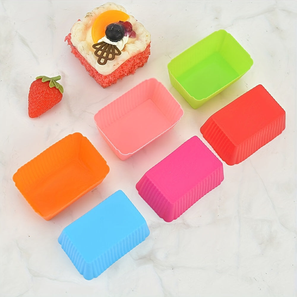Set of 5-10 Silicone Rectangle Muffin Cups Reusable Baking Liners Kitchen Gadgets