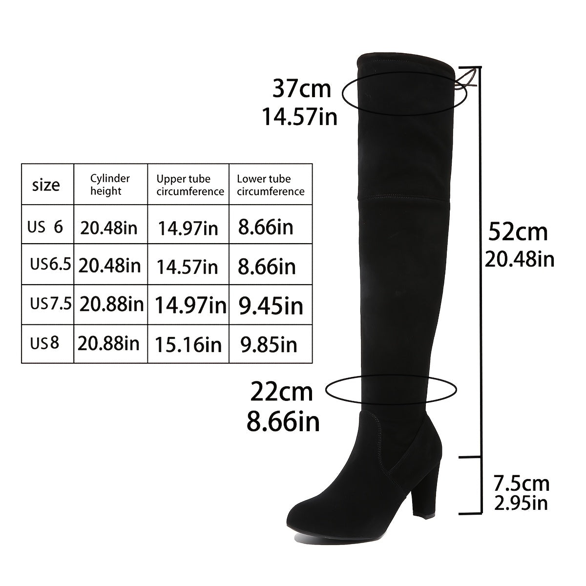 Women's Solid Color Block Heel Boots Over The Knee Fashion Slip-On