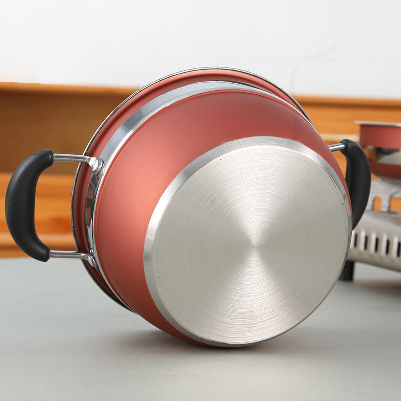 Набор посуды из нержавеющей стали из 12 предметов с оранжево-красными кастрюлями и крышками