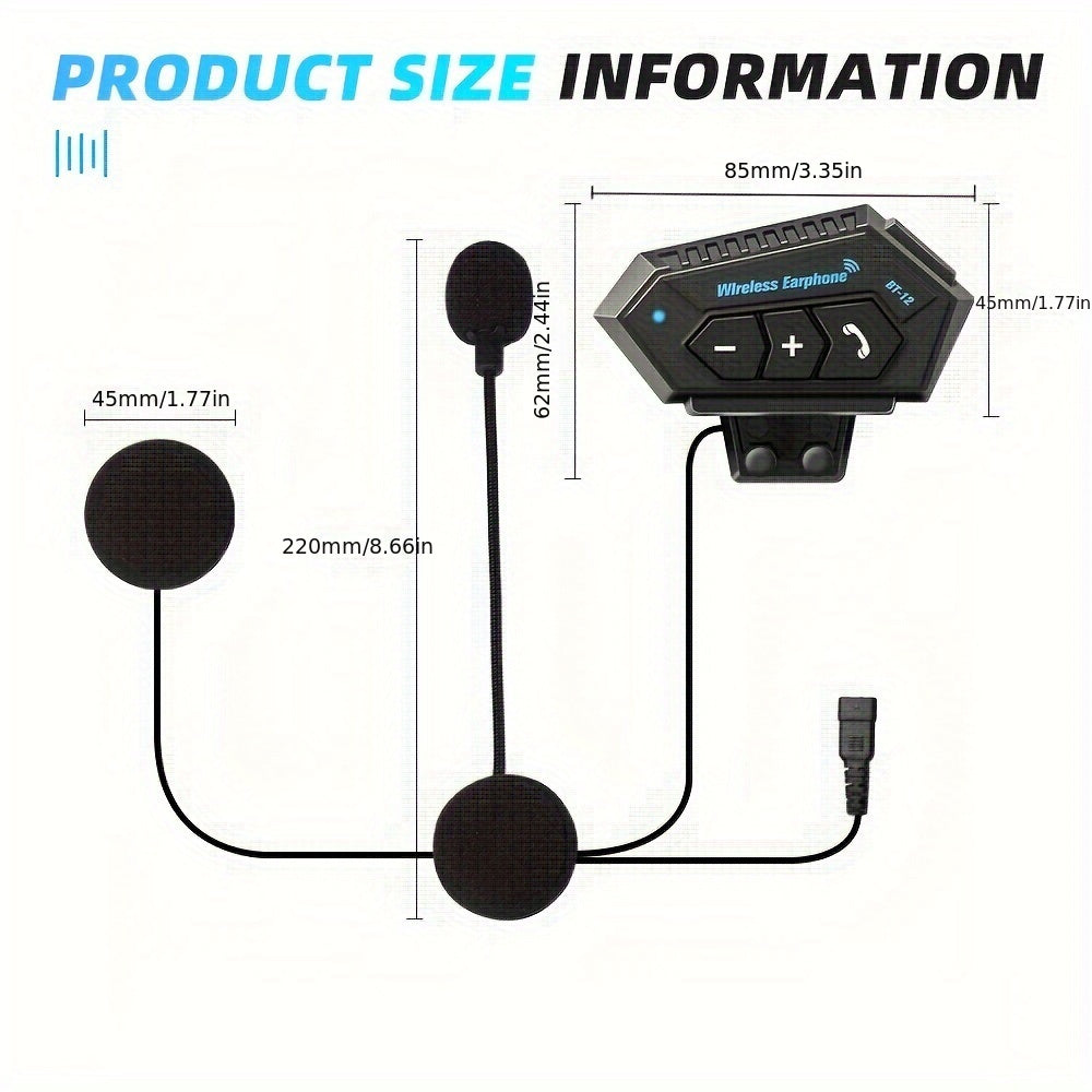 Wireless Motorcycle Helmet Earphone Headset for Hands-Free Calls and Music