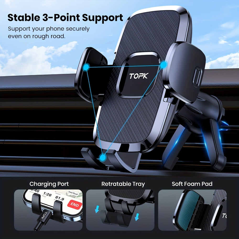 Soporte ajustable para teléfono en la rejilla de ventilación del coche, soporte de sujeción, material ABS