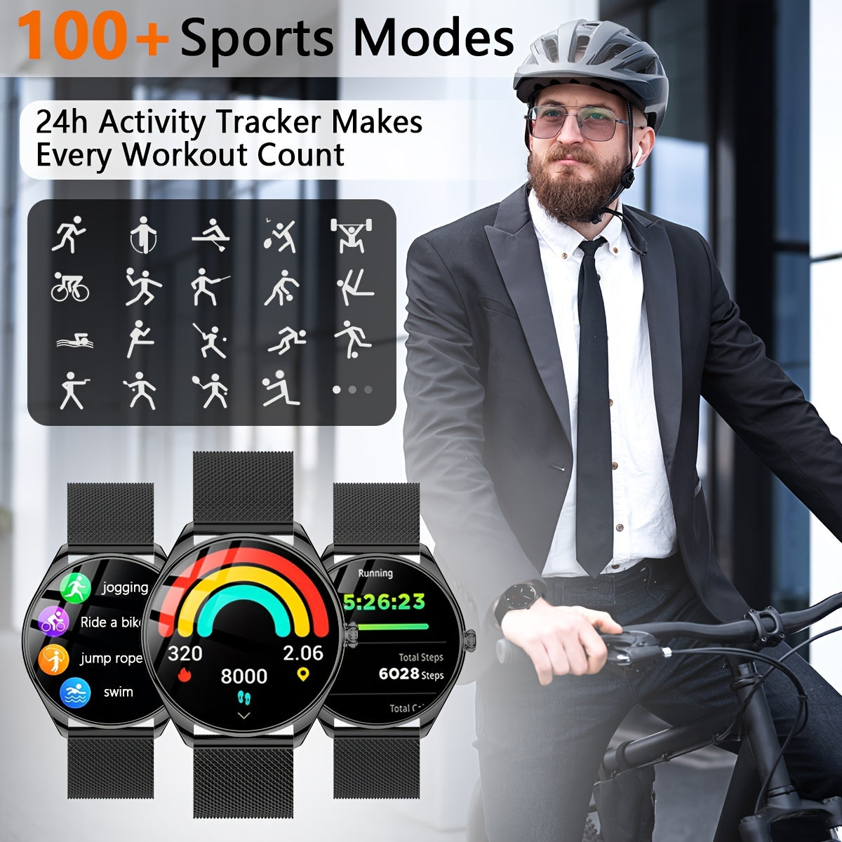 Erkaklar va ayollar uchun aqlli soat 1.43 dyuym AMOLED displey Bluetooth 5.0 fitness izlovchi