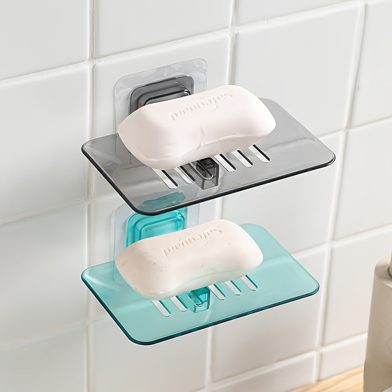 Wall-Mounted Soap Dish with Drainage Adhesive Bathroom Organizer