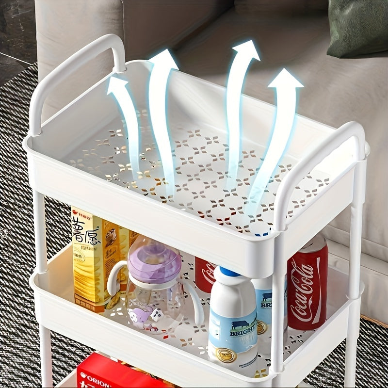 Black Plastic Storage Cart with Wheels 3 Tiers for Bathroom Kitchen Bedroom