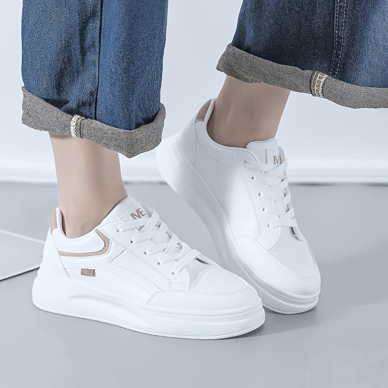 Women's Casual Sneakers Low Top with Thick Soles and Lace-Up Design for All Seasons