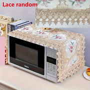 Yevropa uslubidagi dantel mikroto'lqinli pechka qopqog'i, polyester changdan himoya qiluvchi, gullar dizayni bilan, batareya talab qilinmaydi. mikroto'lqinli ovqat qopqog'i