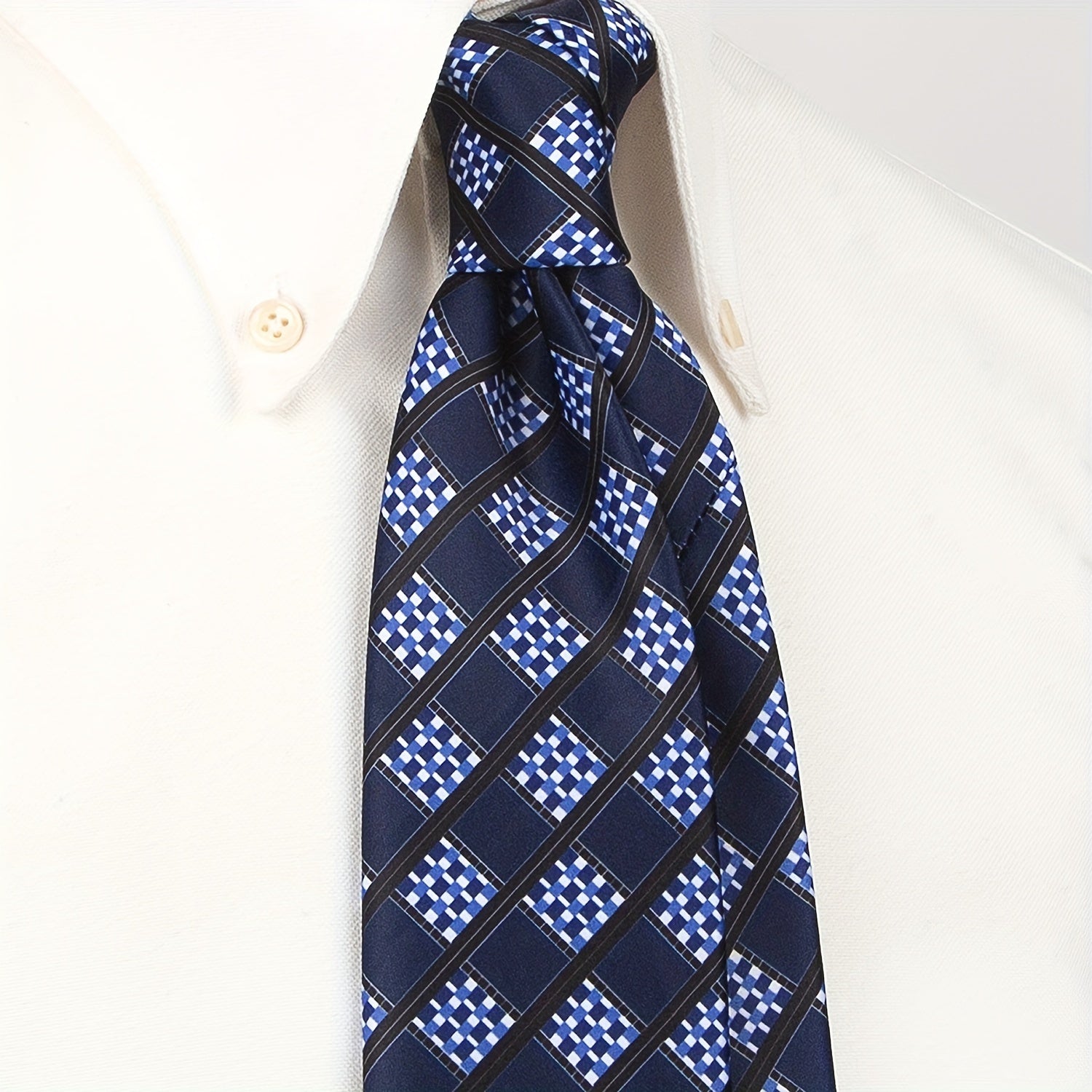 Men's Vintage Print Polyester Necktie with Abstract Geometric and Floral Pattern for Casual Street Style