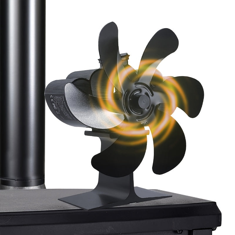 Portable Aluminum Wood Stove Fan for Fireplaces Log Burners Non-Electric 6 Blades