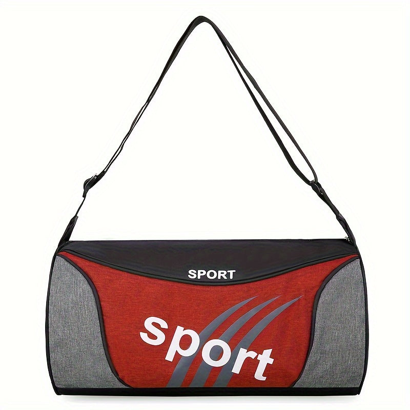 Nylon Travel Duffle Bag with Adjustable Strap for Sports and Activities in Light Blue Gray Red Black
