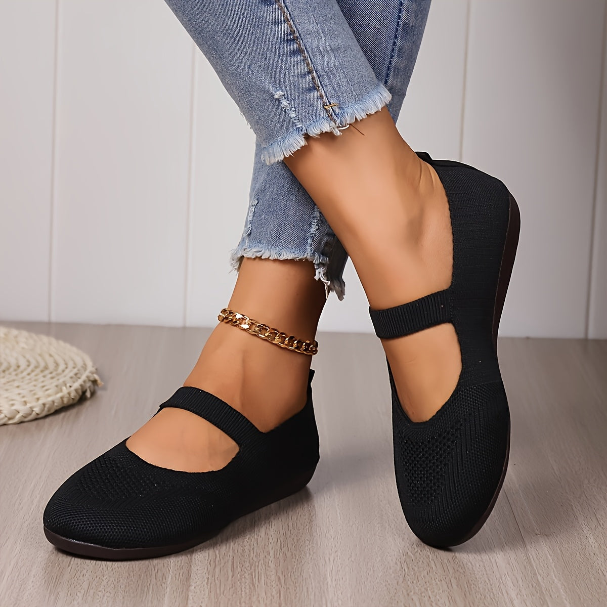 Women's Breathable Slip-On Flats with Rubber Sole Casual Shoes
