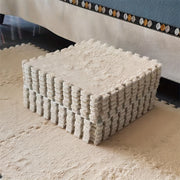 Plush Interlocking Carpet Tiles Soft Washable EVA Polyester Warm Cozy 12x12 Inches