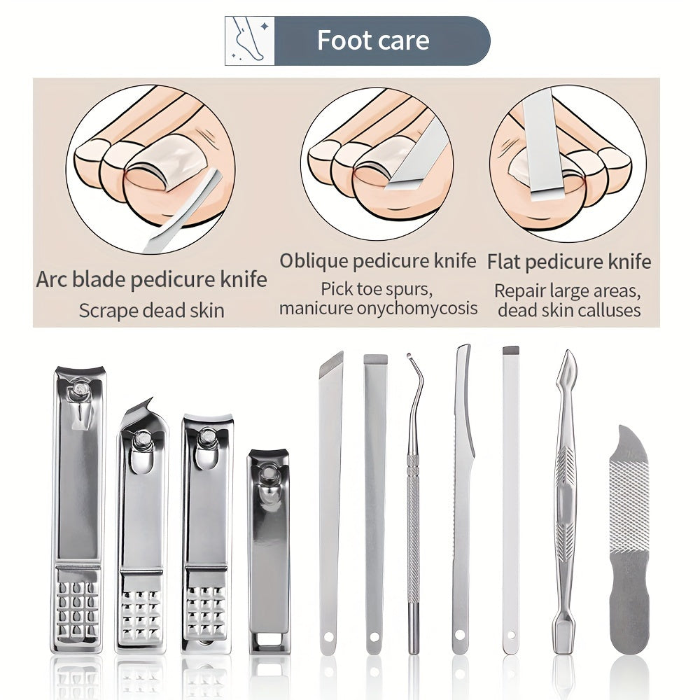 32-Piece Stainless Steel Manicure Set with Nail Clippers and Storage Case