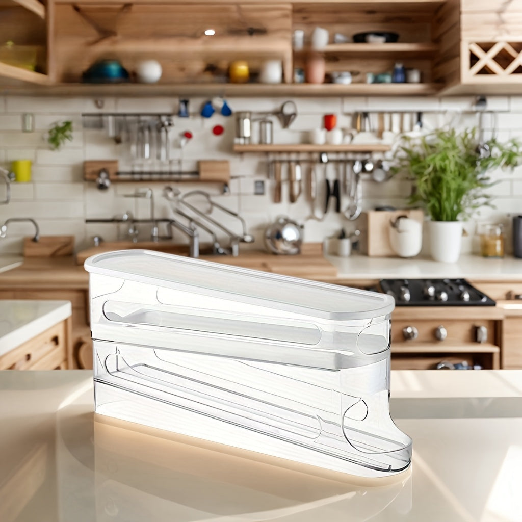 Double Layer Egg Storage Rack for Refrigerator Door Clear Plastic Organizer