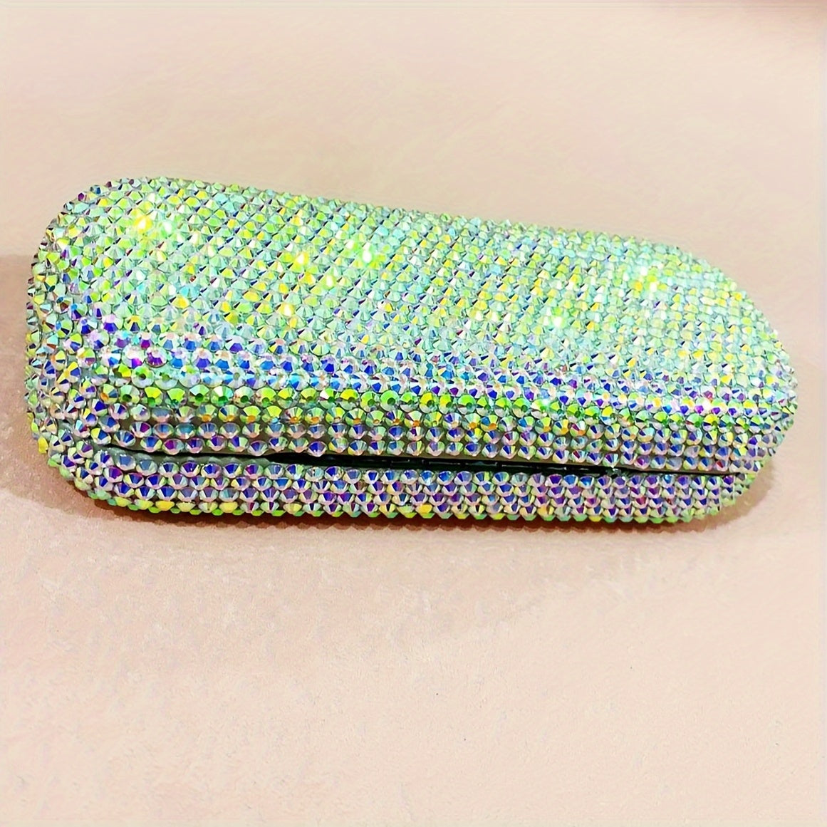 Stylish Faux Leather Glasses Case with Sparkling Diamond Embellishments