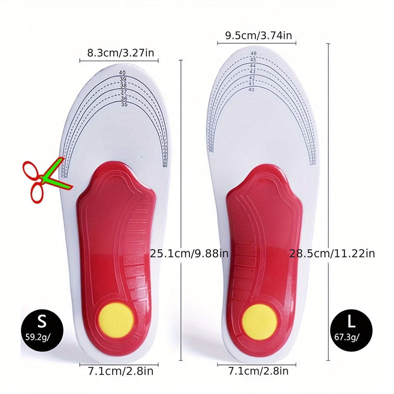 Unisex Shock-Absorbing Running Shoe Insoles for All Sizes and Comfort