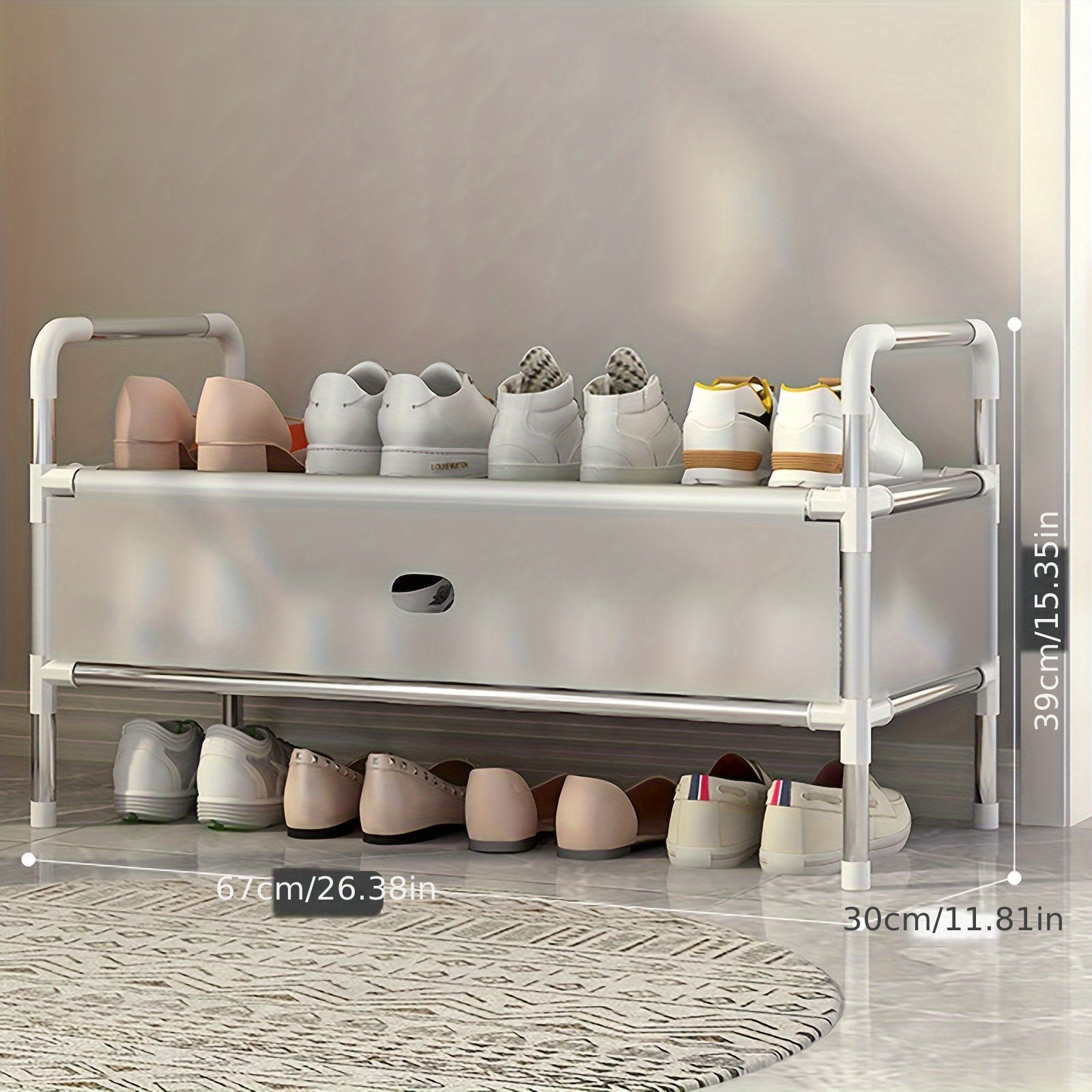 Qopqogʻi changitmaydigan eshiklar bilan ko‘p qatlamli poyabzal javoni, po‘lat ramka, 2-4 qavat