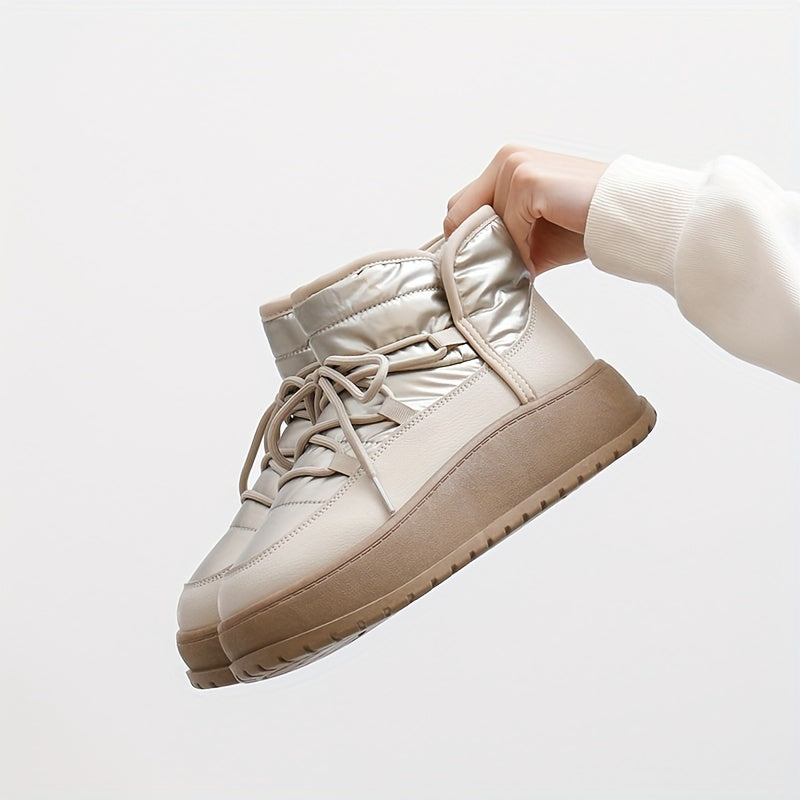 Women's Winter Fleece-Lined Chunky Sneakers Casual Warm Winter Boots