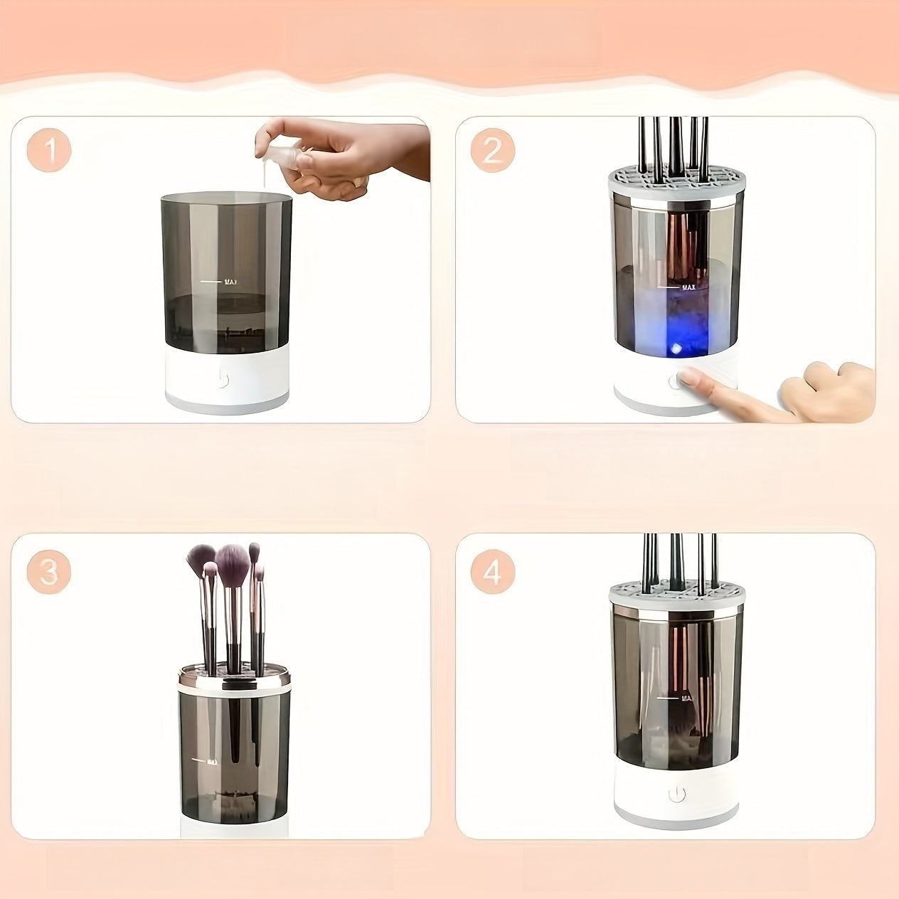 3-in-1 Automatic Makeup Brush Cleaner and Dryer Stand for Fresh Brushes