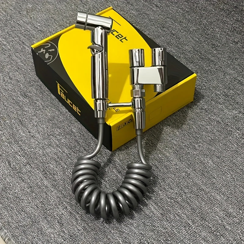 Stainless Steel Handheld Bidet Sprayer Set with Dual Mode Nozzle for Bathroom Cleaning and Toilet Flushing