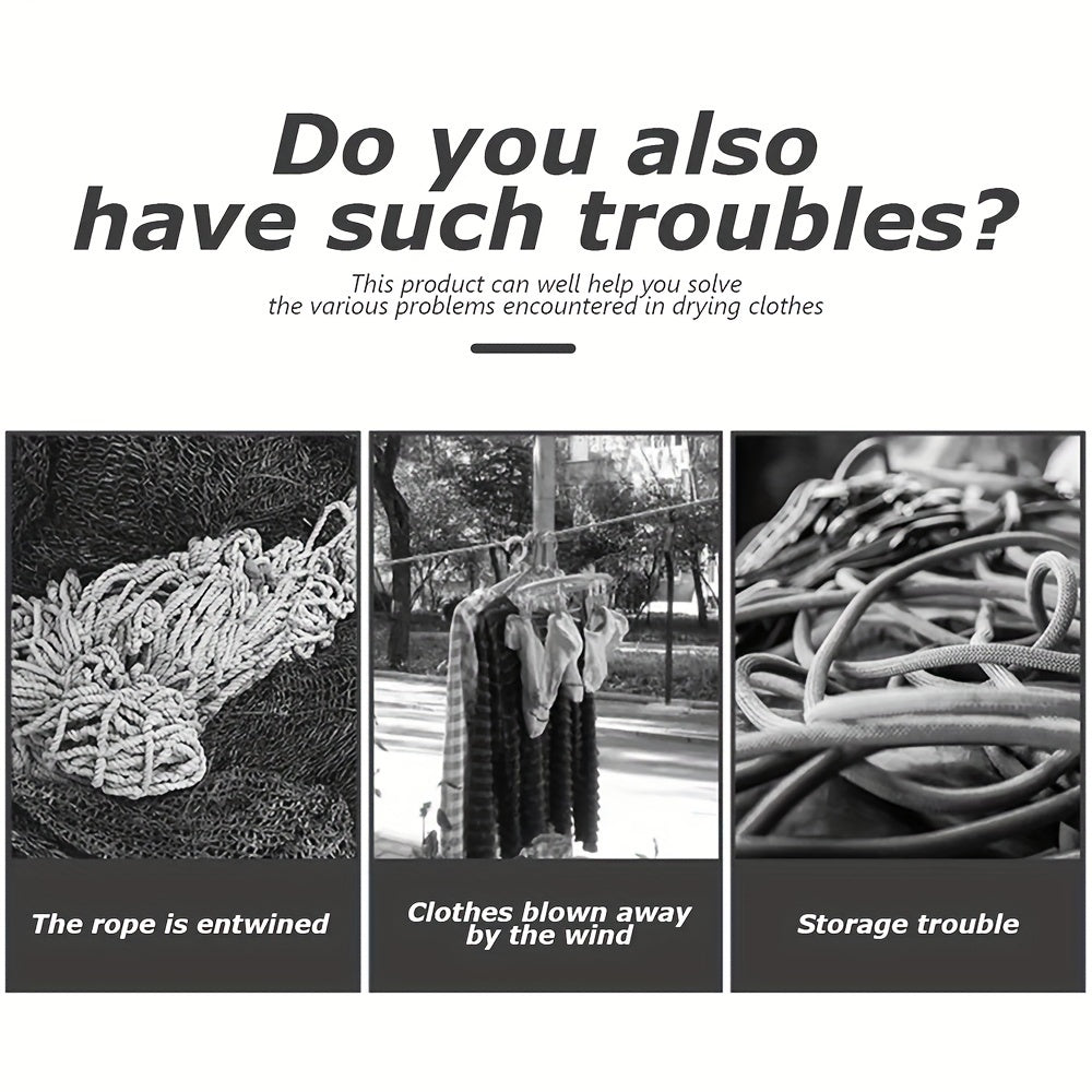 Nylon Retractable Clothesline 10m Portable Indoor Outdoor Drying Rack No Drilling