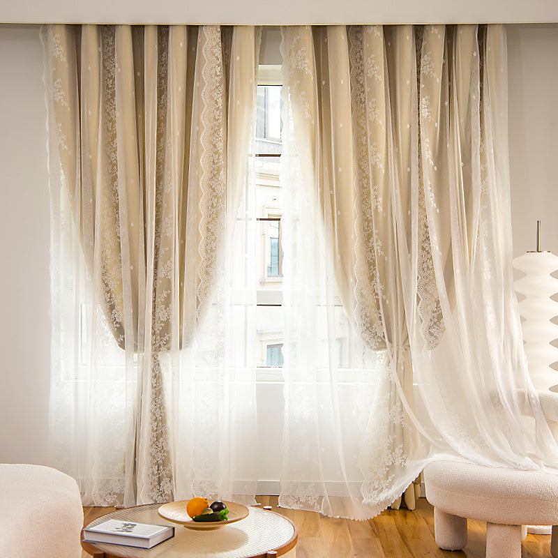 Blackout Curtains with Hooks for Bedroom Insulated Window Panels Sheer Embroidery Black