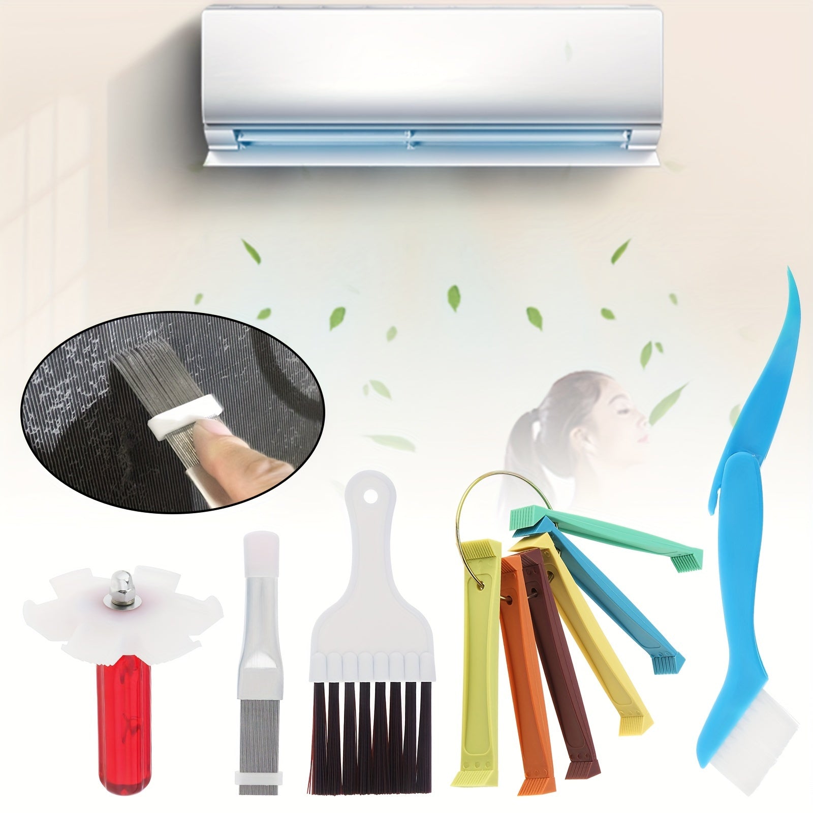 Multi-Functional Air Conditioner and Refrigerator Fin Cleaning Kit 5 Pieces Stainless Steel Plastic