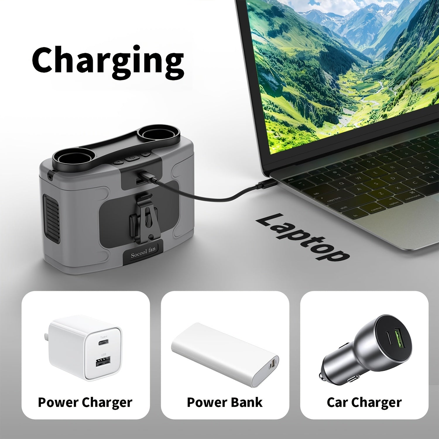 Wearable Waist Fan with Rechargeable Battery, 10 Speed Settings, Portable