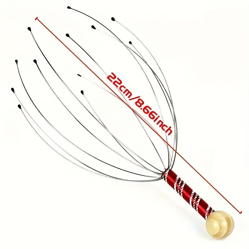 Metal Head Massager Octopus Design Deep Tissue Scalp Massage Tool Portable for Home Travel