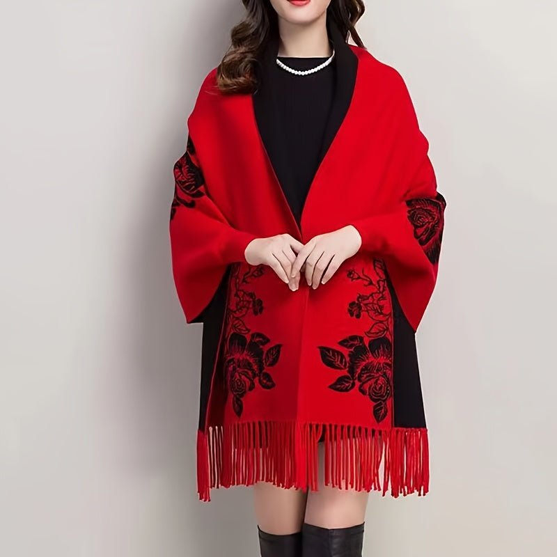 Women's Vintage Wool Shawl Coat for Autumn Winter Warm Stylish Cheongsam Alternative