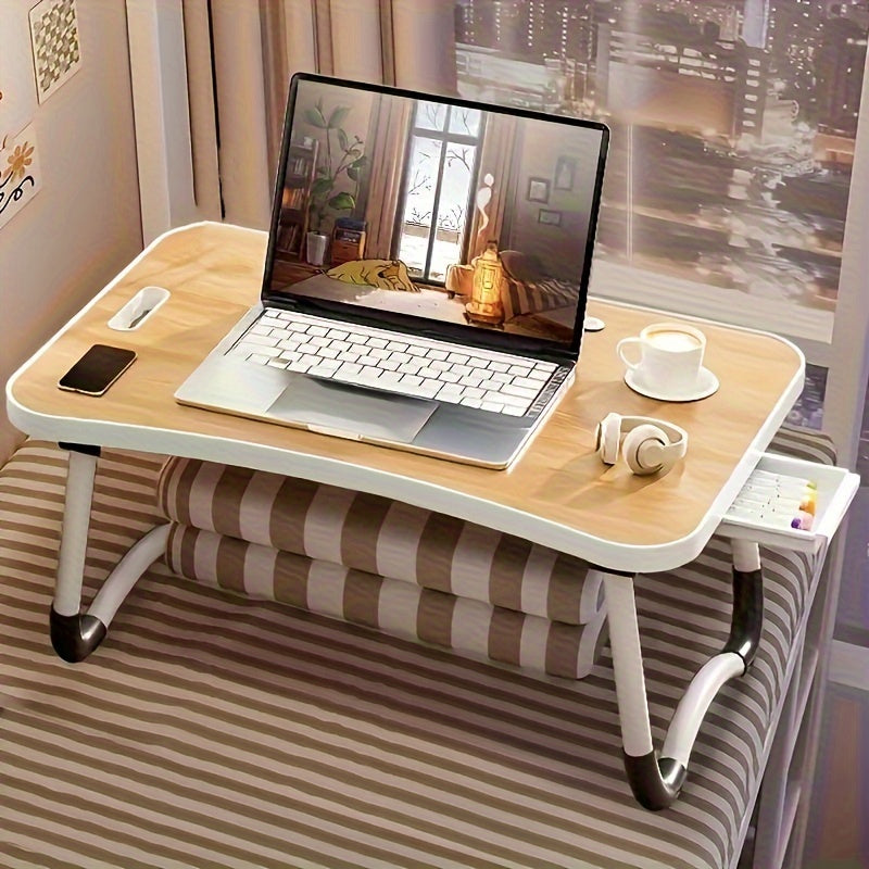 Large Portable Laptop Bed Table with Cup Holder Drawer for Reading and Eating in Bed or on Sofa