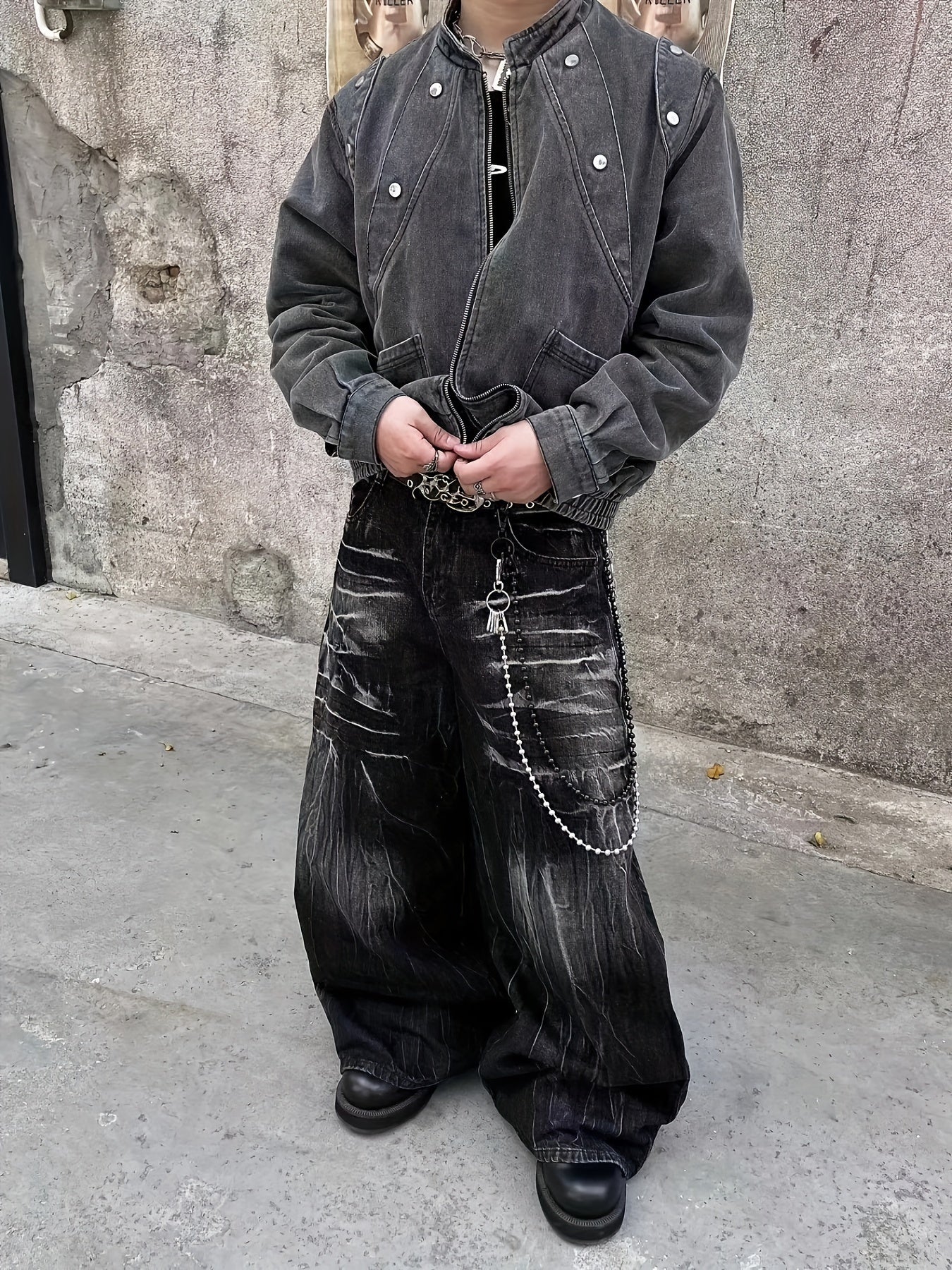 Мужские широкие джинсы с широкими штанинами в уличном стиле свободного кроя, неэластичные, для всех сезонов