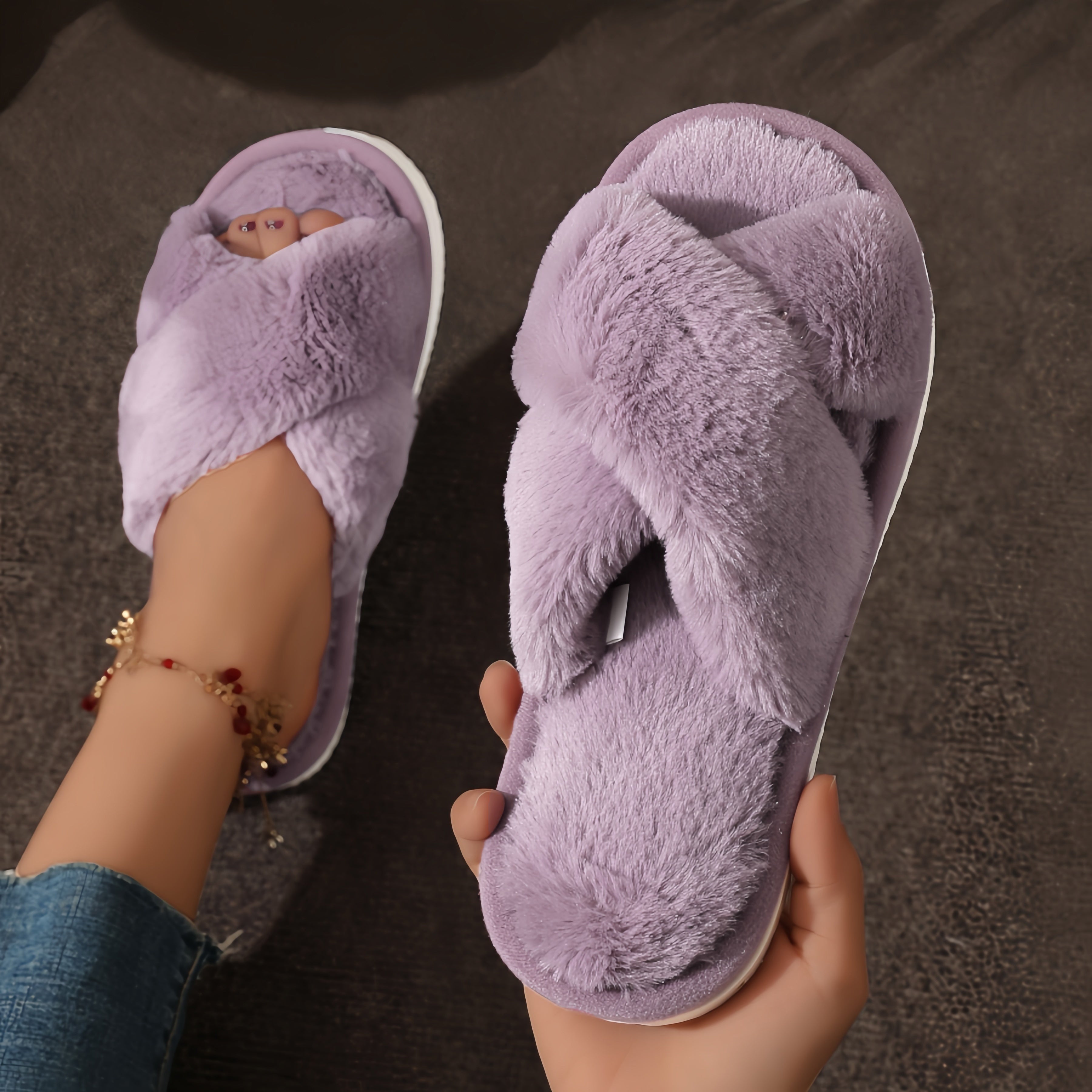 Women's Plush Indoor Slippers Soft Warm Comfortable Home Floor Shoes