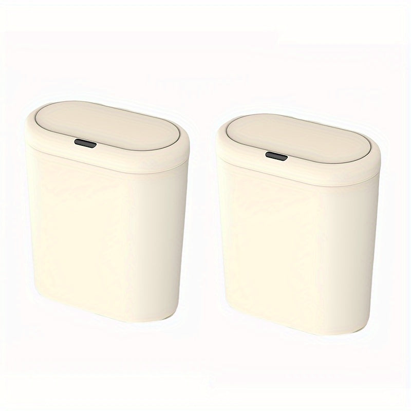 2 Aqlli induksiya axlat qutilari, avtomatik ochiladigan qopqoq, namlikka chidamli plastmassa, uy va yotoqxona uchun
