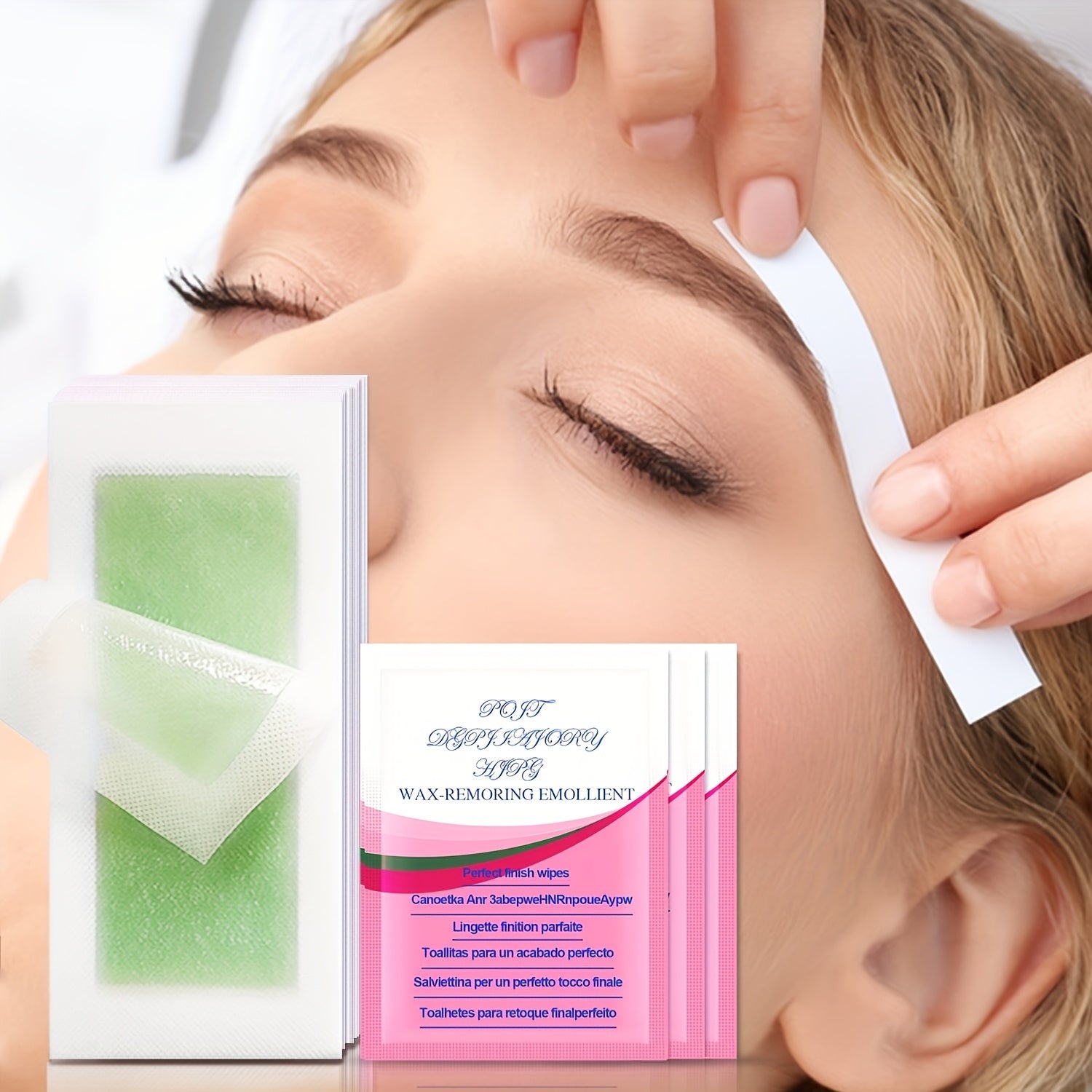 Tiras depilatorias de cera para rostro, labios, cejas y bikini con miel y toallitas con vitamina E 10 20 30 piezas