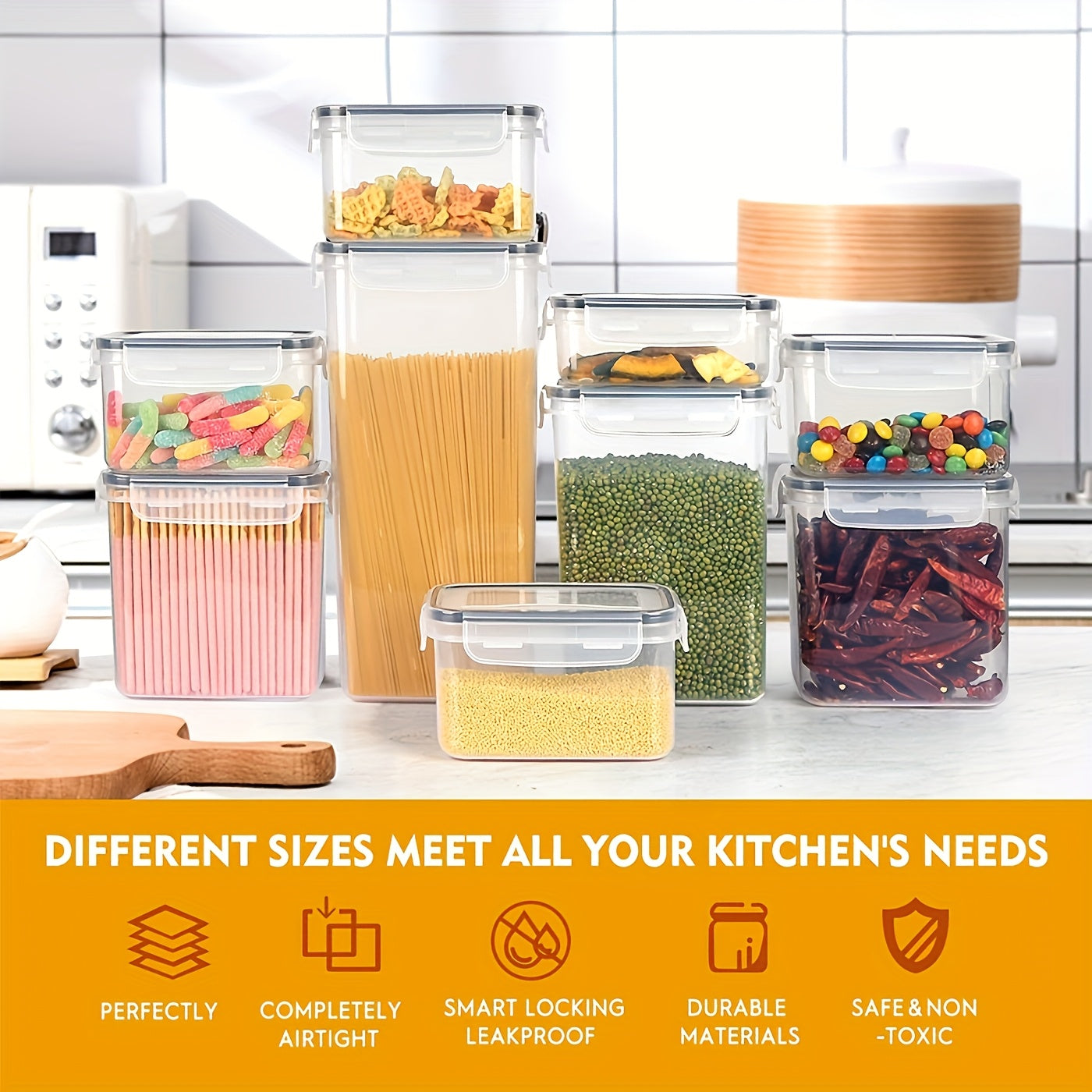 Food Storage Containers with Lids, Airtight, Freezer Safe, 96oz, 30cm x 15cm